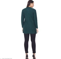 Clapton Women's Acrylic Blend Full Sleeve Winter Wear LongCardigan/Shrug Beige - L, Green, Wollen, Pack of 1